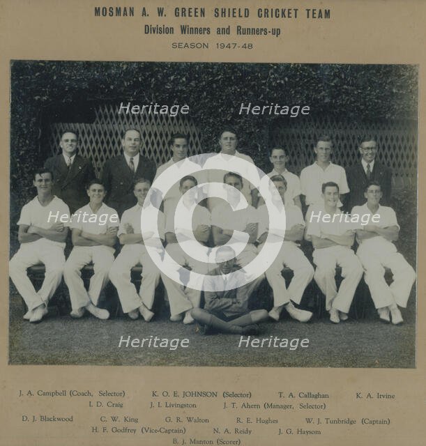 Mosman A.W. Green Shield Cricket Team. Creator: Unknown.