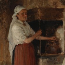 Elli Jäppinen at the Stove, study, 1887. Creator: Albert Edelfelt.