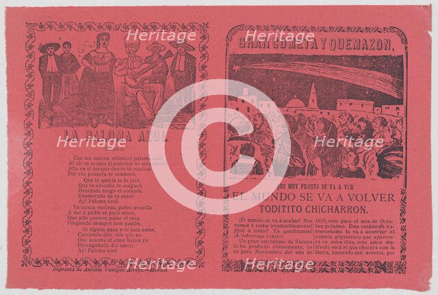 Broadsheet relating to the apparition of a comet in Mexico in November 1899, and the words..., 1899. Creator: José Guadalupe Posada.