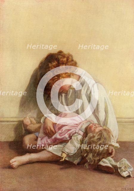 'Instructing her dolly in the art of going off nicely to by-byes', 1914. Creator: Millicent Etheldreda Gray.