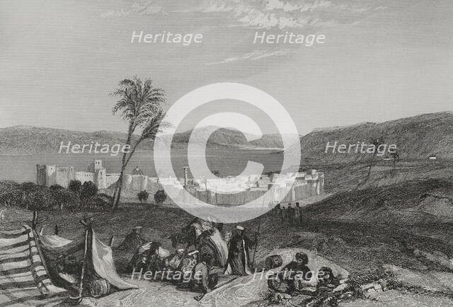Tiberias and the Sea of Galilee, 1840. Creator: Émile Rouargue.