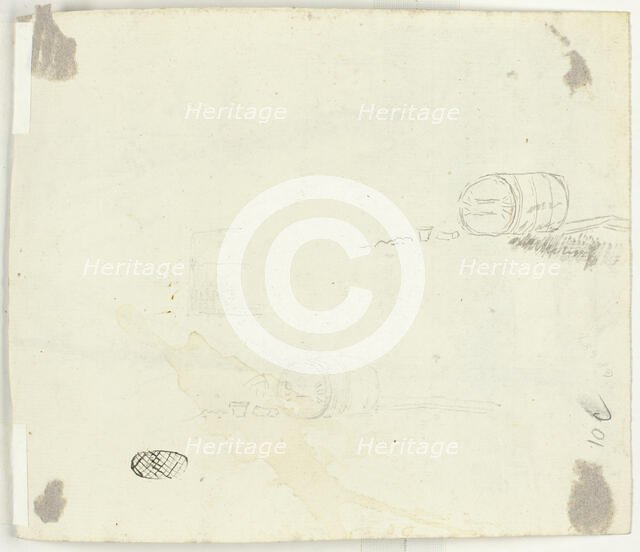 Sketches of a Barrel and Other Objects, n.d. Creator: Pierre Antoine Mongin.
