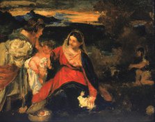 After Titian's "Madonna of the Rabbit", 1878-1882. Creator: Kenyon Cox.