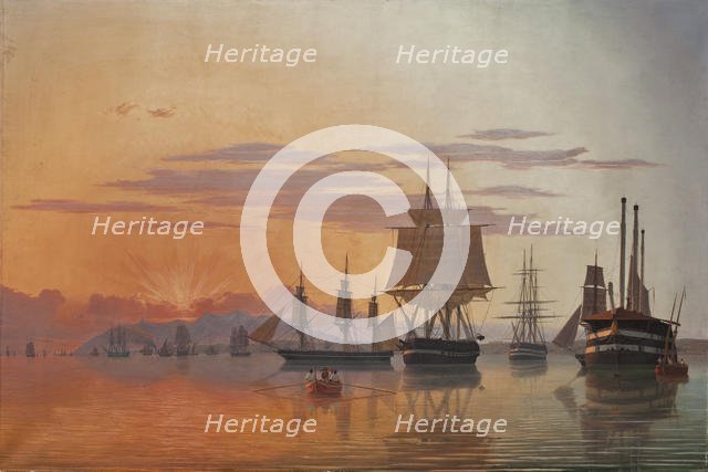 The frigate Thetis and the corvette Flora on the river Tagus, 1844. Creator: Dahl, Carl (1812-1865).