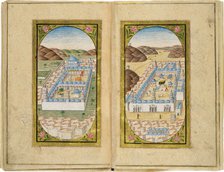 Al-Masjid al-Nabawi and Masjid al-Haram, 1783. Artist: Halimi, Mustafa (active 1770-1800)