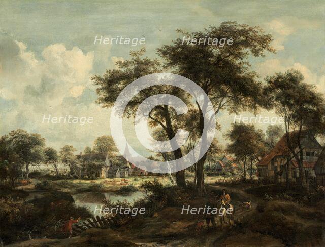 Village near a Pool, c. 1670. Creator: Meindert Hobbema.