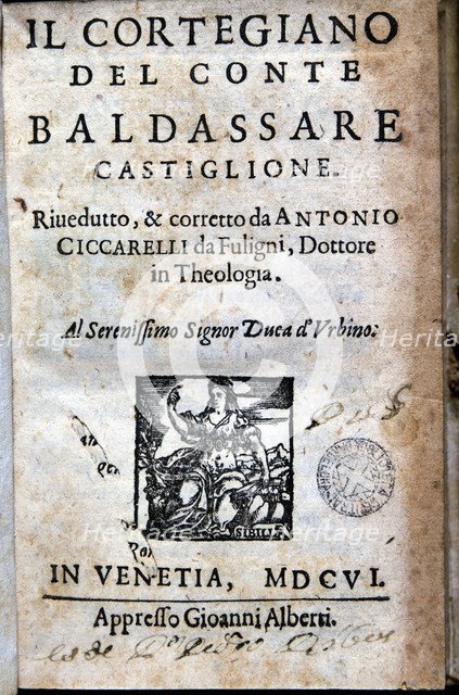 The Courtier (Il cortegliano) by Baldassare Castiglione, printed edition in Venice in 1606.