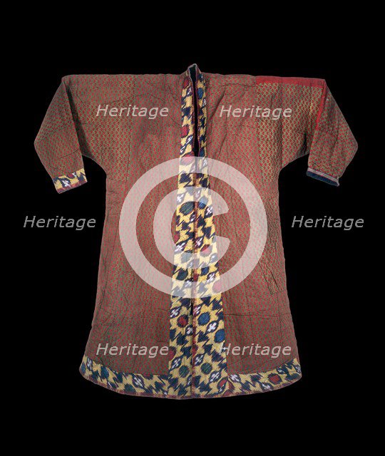 Coat with buta pattern lining and ikat edges, 1801-1869. Artist: Unknown.
