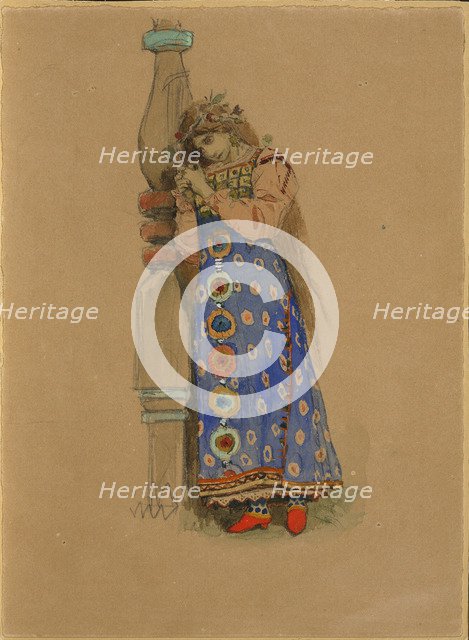 Kupava. Costume design for the opera Snow Maiden by N. Rimsky-Korsakov, 1885. Artist: Vasnetsov, Viktor Mikhaylovich (1848-1926)