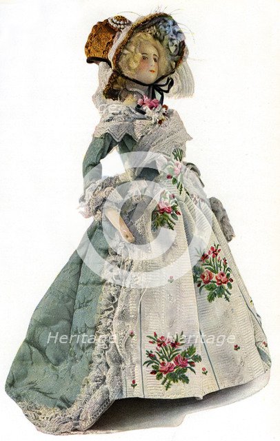 A small-scale dress design mannequin, 1938. Artist: Unknown