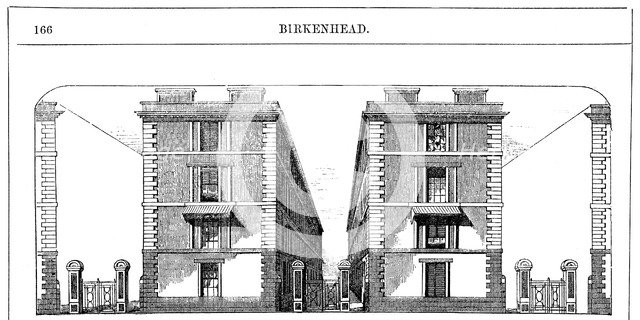 Low rental workmen's dwellings built by the Birkenhead Dock Co, c1844 (c1860). Artist: Unknown