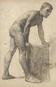 Study of a male nude - side view, 1908. Creator: Emil Alexay-Olexák.