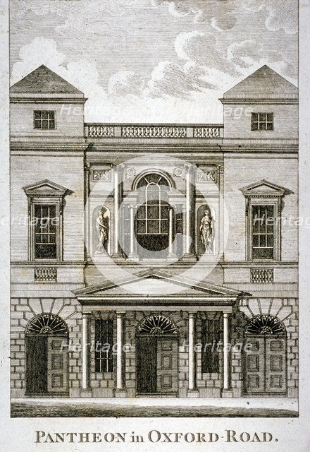 Front view of the Pantheon, Oxford Street, Westminster, London, 1814. Artist: Anon