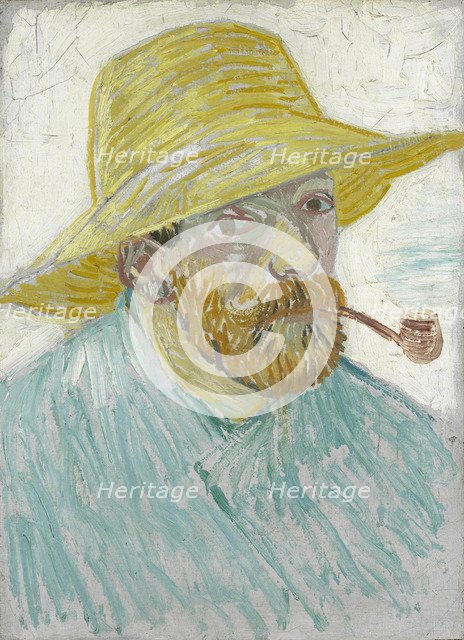 Self-Portrait with Straw Hat and Pipe.
