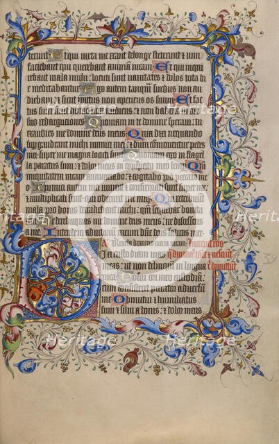 Decorated Initial D; Psalter, 1420-1430. Creator: Unknown.