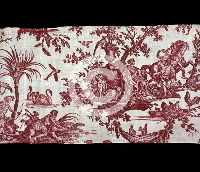 Les Quatre Parties du Monde (Four Quarters of the Globe) (Furnishing Fabric), France, c.1794. Creator: Christophe-Philippe Oberkampf.