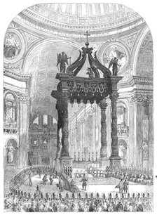Interior of St. Peter's - the Pope at the Grand Altar, 1850. Creator: Unknown.