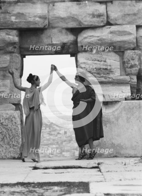 Kanellos dance group at ancient sites in Greece, 1929 Creator: Arnold Genthe.