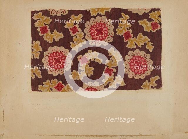 Block Printed Handkerchief, c. 1937. Creator: Dorothy Lacey.