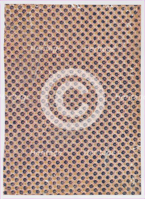 Sheet with overall crisscrossing pattern with large dots, 19th century. Creator: Anon.