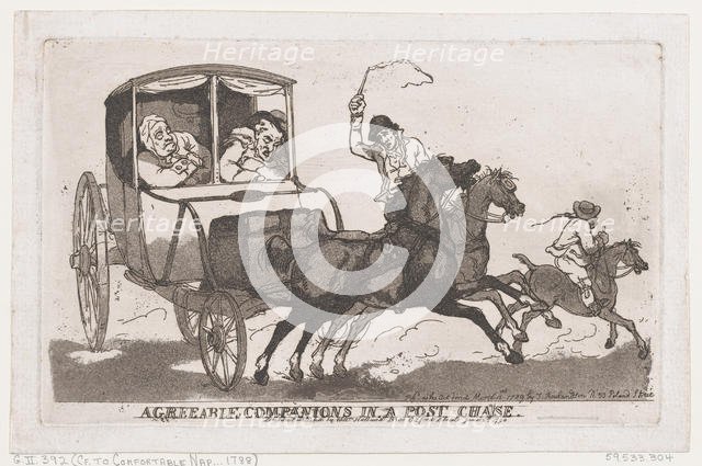 Agreeable Companions in a Post Chaise, June 5, 1790., June 5, 1790. Creator: Thomas Rowlandson.