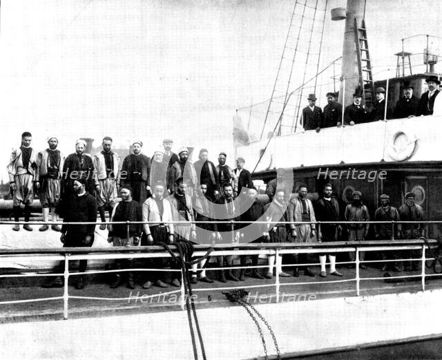 Arrest of Englishmen by the Moorish Government: the...steam-ship "Al Hassani" and her crew, 1898. Creator: Unknown.