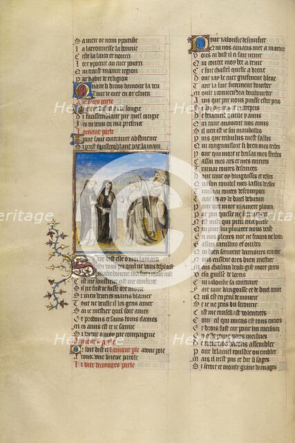 The Personification of Abstinence Leading the Personification of False Pretence..., about 1405. Creator: Unknown.