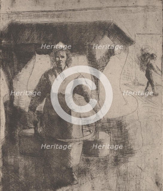 Woman at a Well, 1891. Creator: Camille Pissarro.