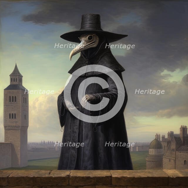 AI IMAGE - A plague doctor, 17th century, (2023). Creator: Heritage Images.
