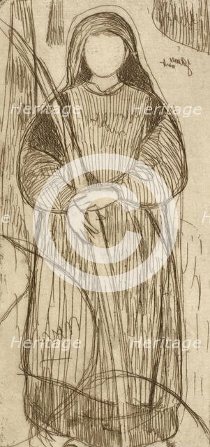 Breton Woman Holding Bundle of Flax, 1893-1894. Creator: Armand Seguin.