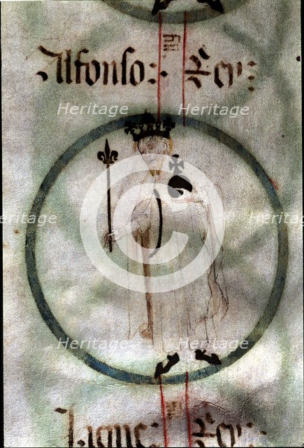 Alfonso III 'The Liberal' (1285 - 1291), King of Catalonia and Aragon. Miniature of the 15th cent…