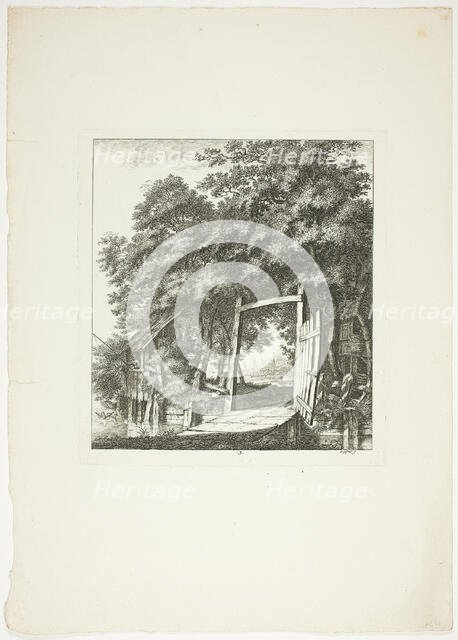 Fishing from a Window, plate three from Paysages Dédiés à M. Warelet, 1764. Creator: Salomon Gessner.