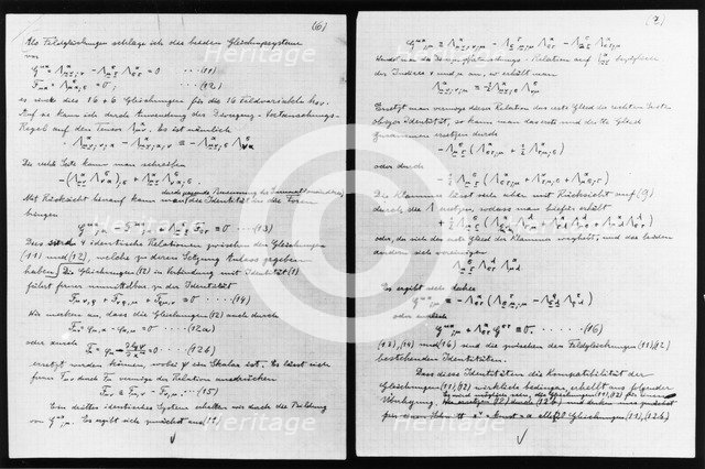 'Lost' manuscript belonging to Albert Einstein. Artist: Unknown
