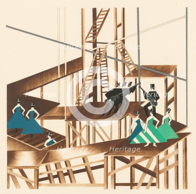 Scenic design from the portfolio Décors de Théâtre, 1930. Creator: Exter, Alexandra Alexandrovna (1882-1949).