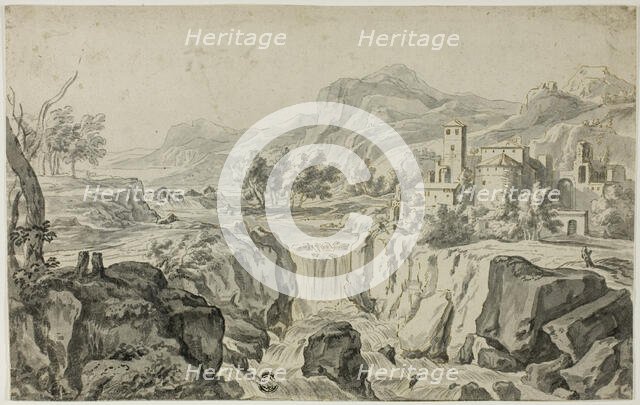 Italianate Landscape with Waterfall and Buildings, n.d. Creator: Gerit Rademaker.