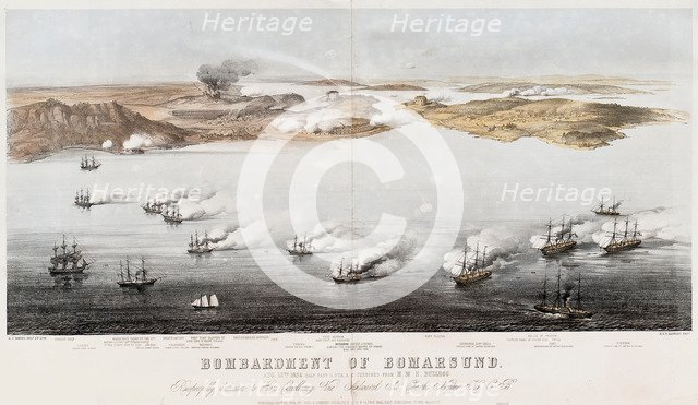 Bombardment of Bomarsund, 1854. Artist: Dolby, Edwin Thomas (active 1849-1865)
