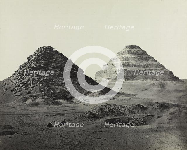 The Pyramids of Saqqara, from the Northeast, 1858. Creator: Francis Frith (British, 1822-1898); William Mackenzie.