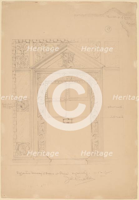 Byzantine Doorway with Duomo, Rimini, c. 1898. Creator: John Russell Pope.