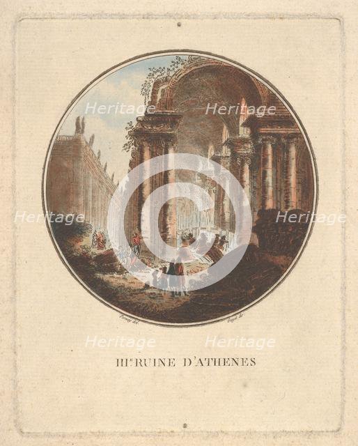 Ruins of Athens with a vaulted portico, ca. 1770-1808. Creator: Laurent Guyot.