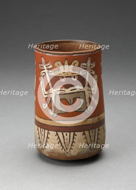 Beaker Depicting Highly Abstracted Face or Mask, 180 B.C./A.D. 500. Creator: Unknown.