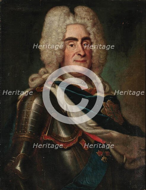 Portrait of Augustus II the Strong (1670-1733) with the Polish Order of the White Eagle, c1730. Creator: Anonymous ().