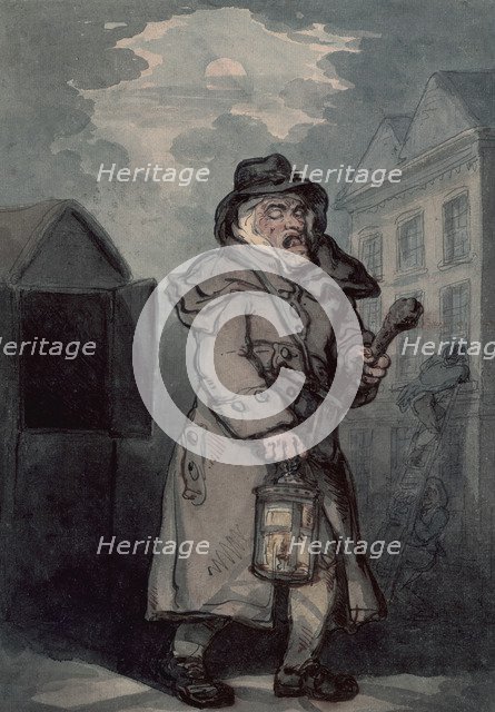Night watchman, (late 18th century?). Artist: Thomas Rowlandson