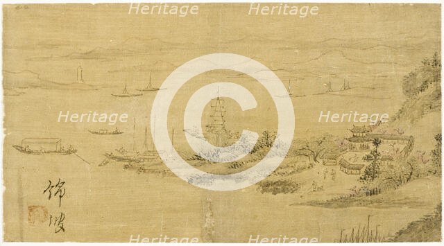 River Village at Dusk, 18th century. Creator: Anon.