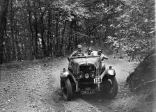 Alfa Romeo 22/90 of M Chambers, B&HMC Brighton-Beer Trial, Fingle Bridge Hill, Devon, 1934. Artist: Bill Brunell.