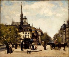 View of the Boulevard du Palais and Quai des Orfevres, 4th arrondissement, in 1902. Creator: Marguerite Jamin.