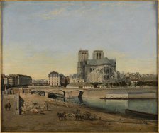 The apse of Notre-Dame, seen from Quai de la Tournelle, 1860. Creator: Emile Harrouart.