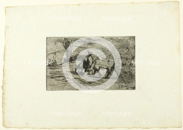 The Two Cows, c. 1847. Creator: Jean Francois Millet.