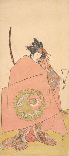 An Unidentified Actor in the Onna (Woman) Shibaraku (Wait-a-Moment) Act, ca. 1780. Creator: Shunsho.