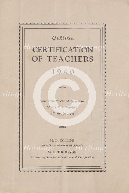 Certification of Teachers, 1940. Creator: Unknown.