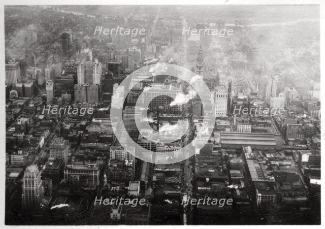 Aerial view of Philadelphia, Pennsylvania, USA, from a Zeppelin, 1928 (1933). Artist: Unknown